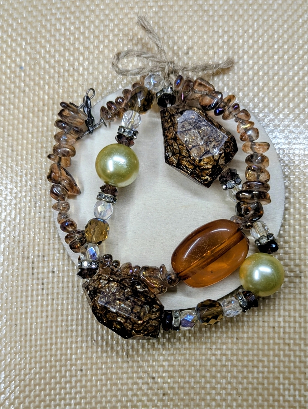 Brown and Amber Beaded Stretch Bracelet Set - Women Jewelry